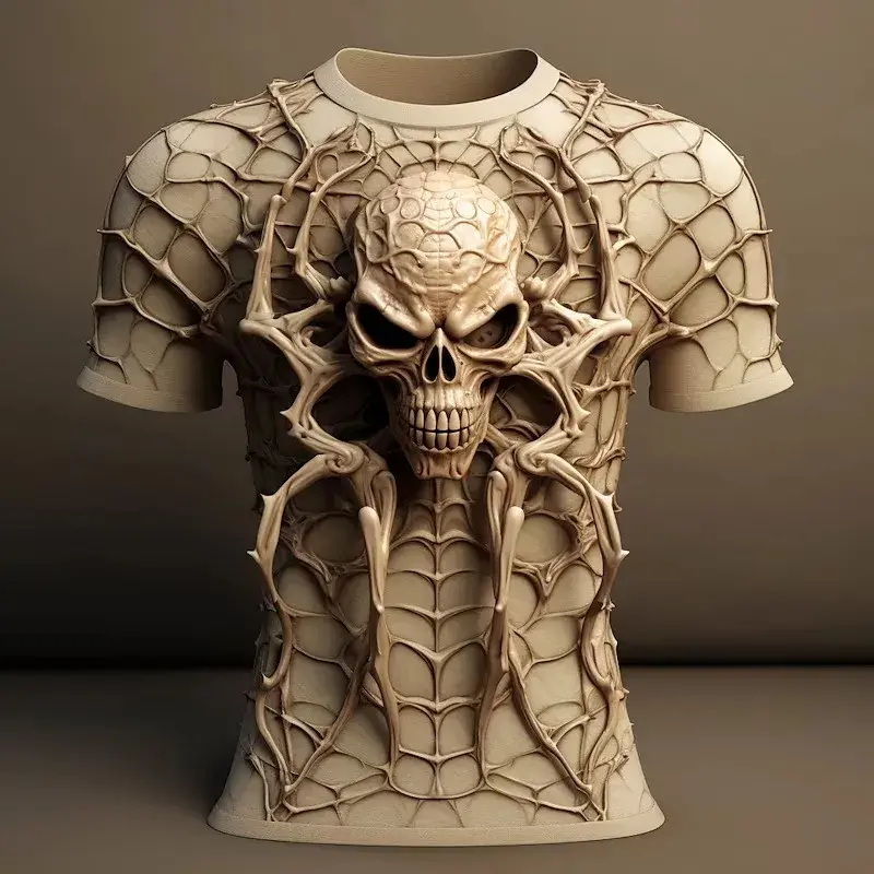 Retro T-Shirts For Men Clothing 3d Skull Print Trend Men's T-Shirt New Designs Short Sleeve Tees 2024 Oversized Male Tshirts 4XL