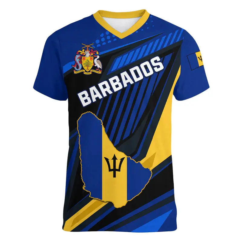 Vintage BB Flag Street Print Male Tee Shirts Hip Hop Street Tshirt Summer Casual Barbados Emblem Graphic Tops Breathable Clothes