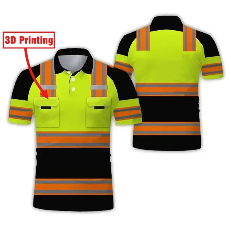 Fake Project Work Uniforms Excavator 3D Print Cosplay Oversized Men's Polo Shirt Short Sleeve Top Tee Breathable Uniform Clothes