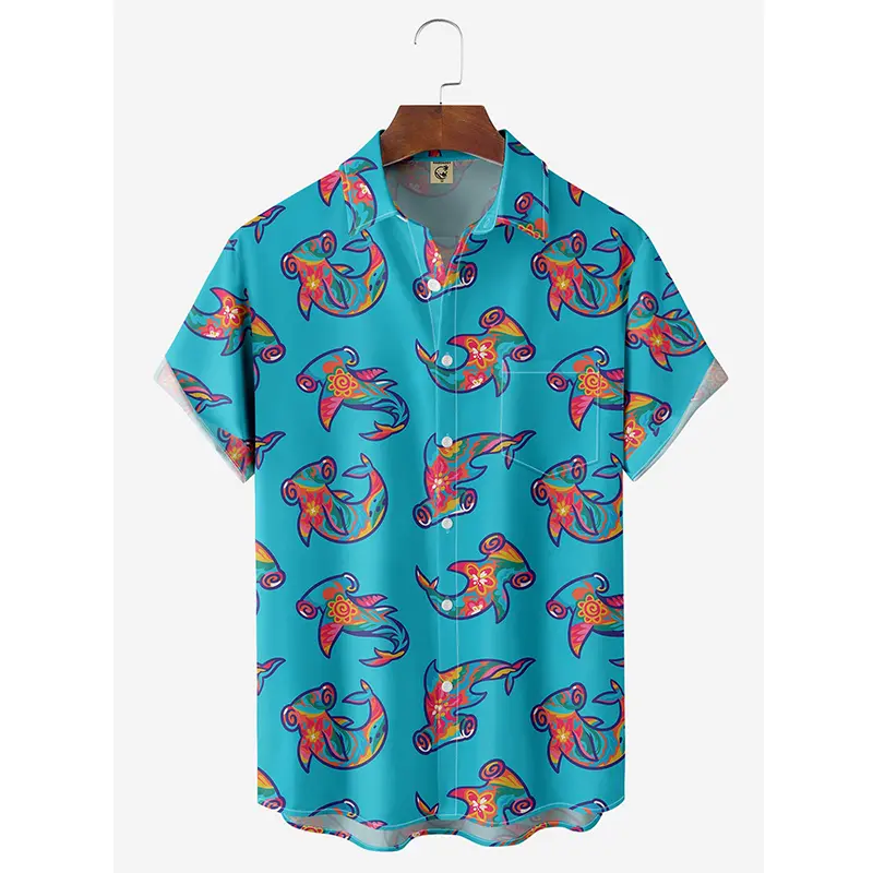New Hawaii Shirt For Men Kawaiian Shark 3D Print Short Sleeve Cuban Blouse Beach Summer Holiday Shirts Streetwear Daily y2k Tops