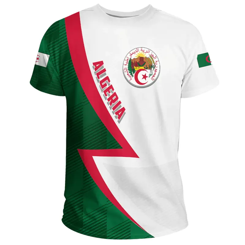Algeria Men's T-shirts Casual Loose Round Neck DZ Algerian Flag Short Sleeve Tops Tees Men Clothing Oversized T Shirt 2024 Male