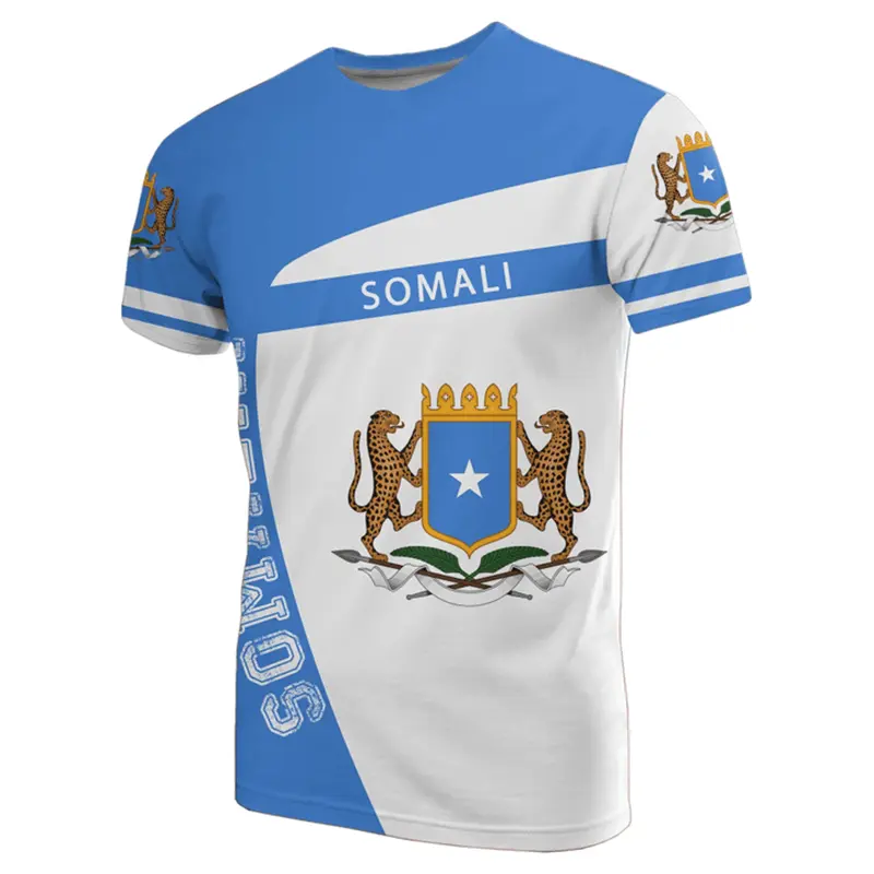 Somali Flag National Emblem 3D Printed Men Women T-shirt Summer Sports Fitness Short Sleeve Tee Shirts Oversized Tees Tops 2024