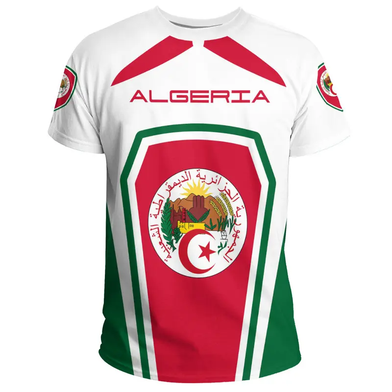 Algeria Men's T-shirts Casual Loose Round Neck DZ Algerian Flag Short Sleeve Tops Tees Men Clothing Oversized T Shirt 2024 Male