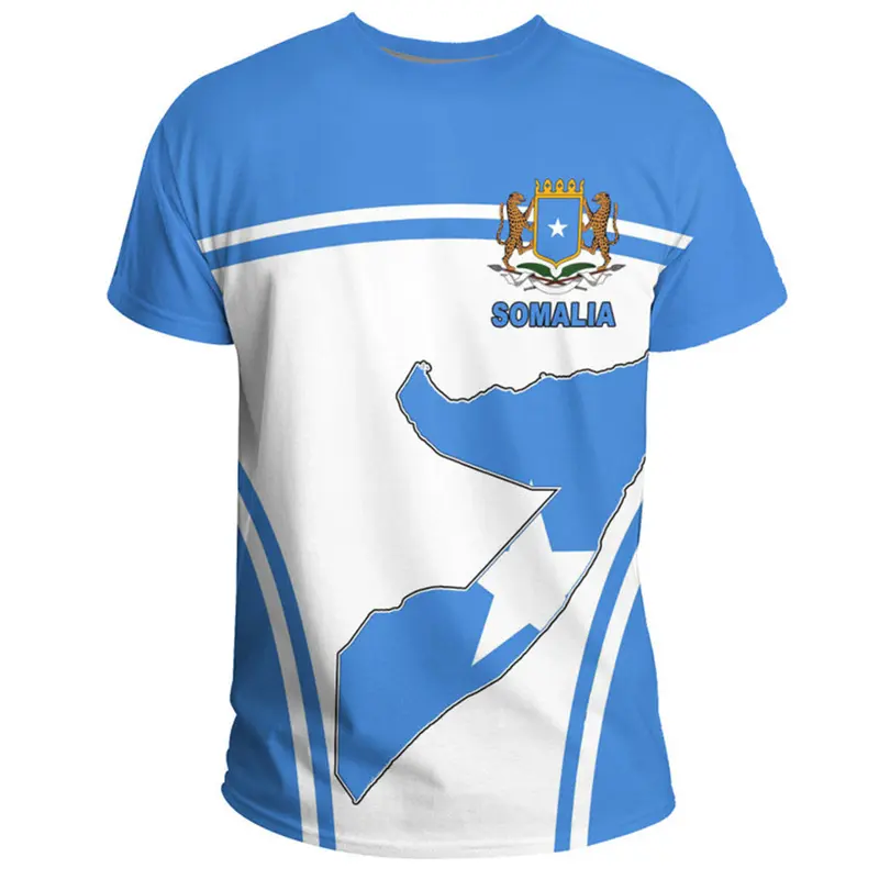 Somali Flag National Emblem 3D Printed Men Women T-shirt Summer Sports Fitness Short Sleeve Tee Shirts Oversized Tees Tops 2024