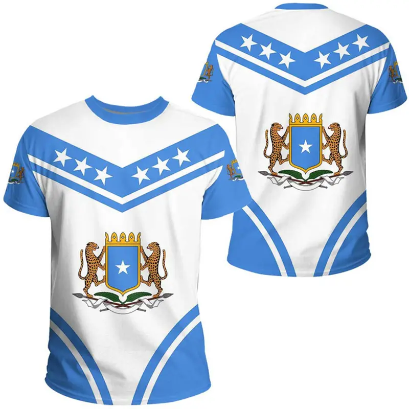 Somali Flag National Emblem 3D Printed Men Women T-shirt Summer Sports Fitness Short Sleeve Tee Shirts Oversized Tees Tops 2024