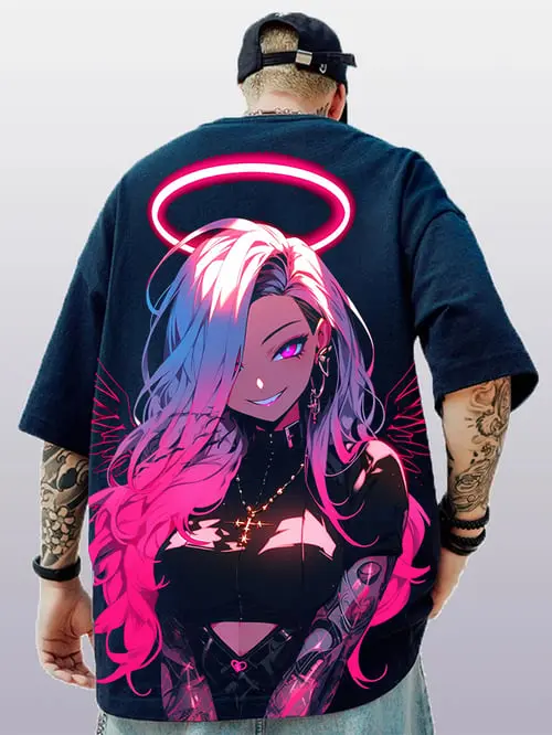 Summer Men's Fashion Anime Print Casual Short Sleeve T-Shirts Street Trend Male Clothes Hip Hop Tee Quick Dry Oversized Clothing