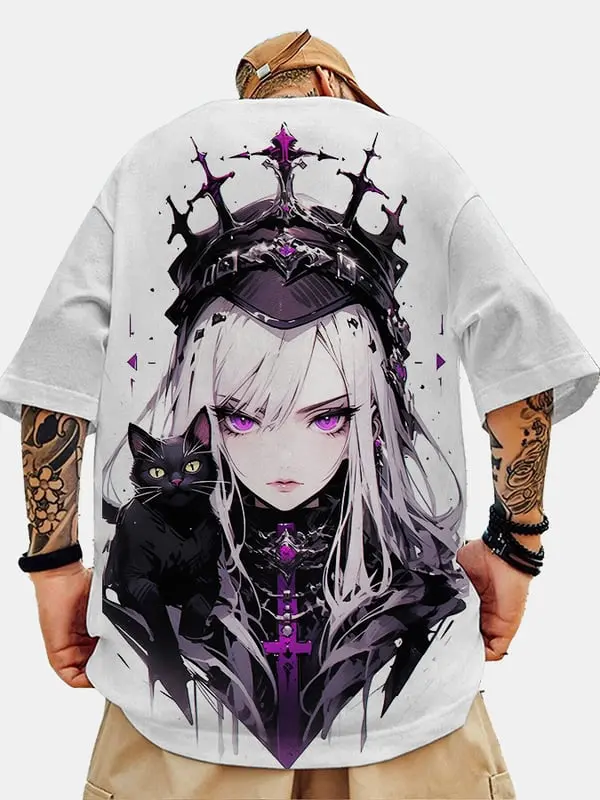 3D new summer animation character print men's casual T-shirt street trend men's tops large size loose short-sleeved T-shirt