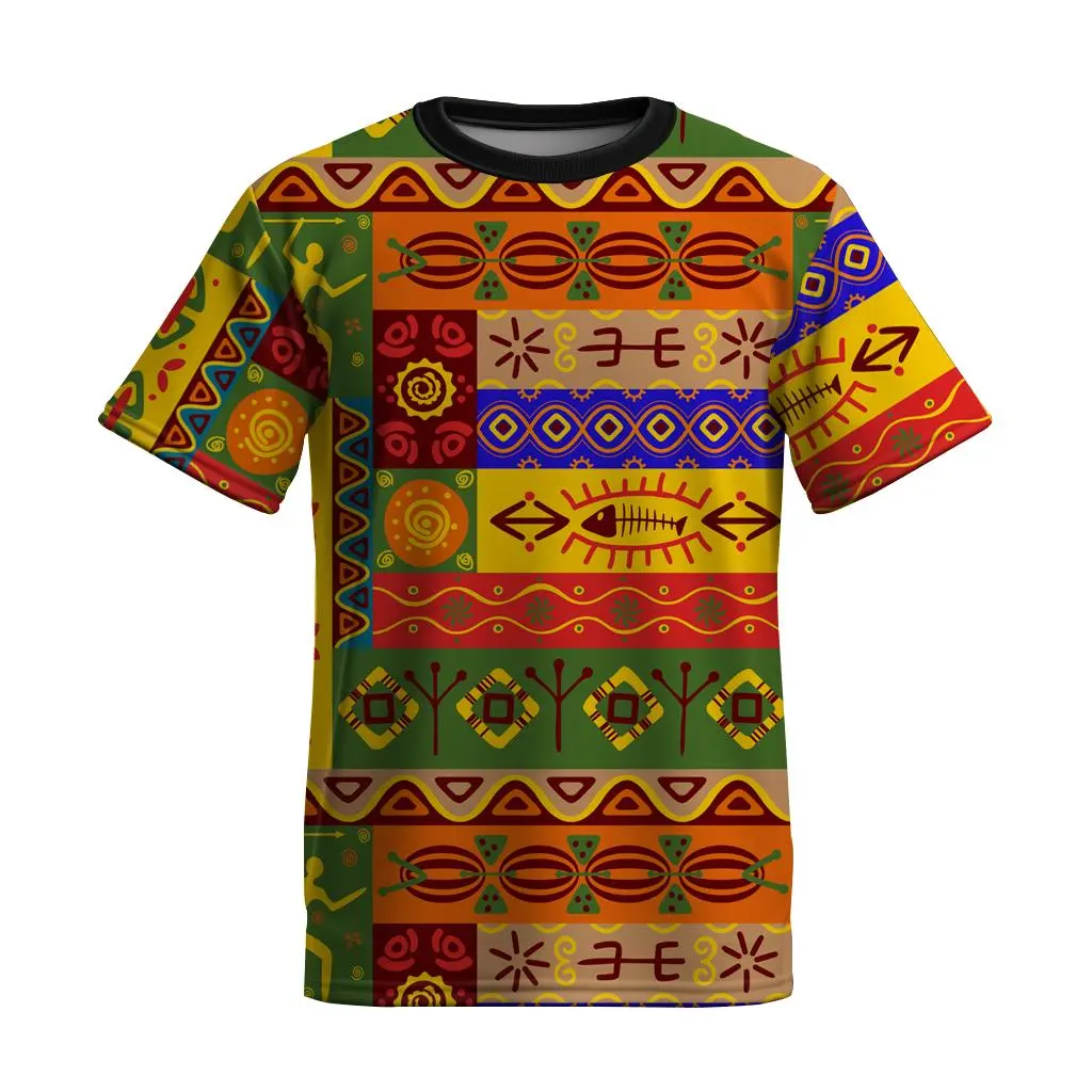 Ethnic Shirt Men T-shirt 3D Printed Short Sleeve tee Summer crew neck Casual Pullover For Male Fashion Street Clothes Daily Tops