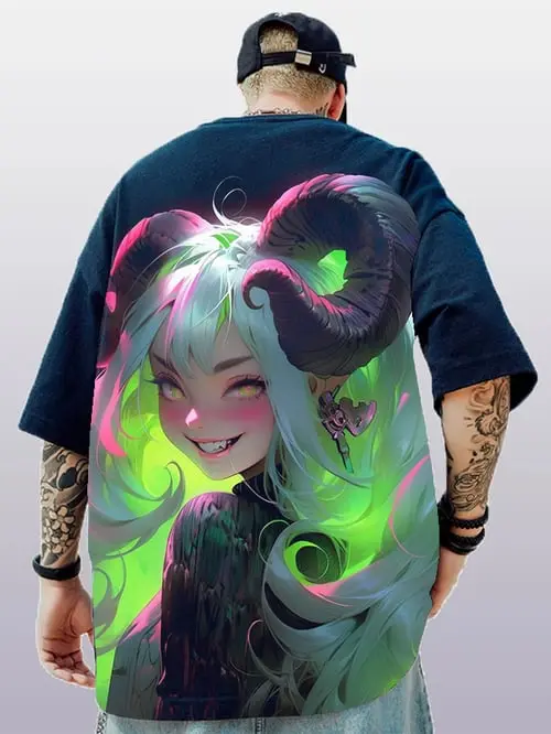 3D new summer animation character print men's casual T-shirt street trend men's tops large size loose short-sleeved T-shirt