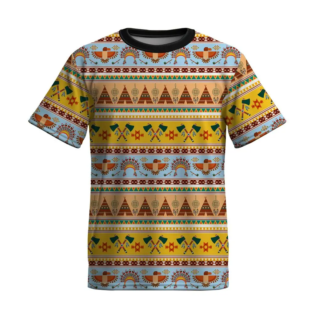 Ethnic Shirt Men T-shirt 3D Printed Short Sleeve tee Summer crew neck Casual Pullover For Male Fashion Street Clothes Daily Tops