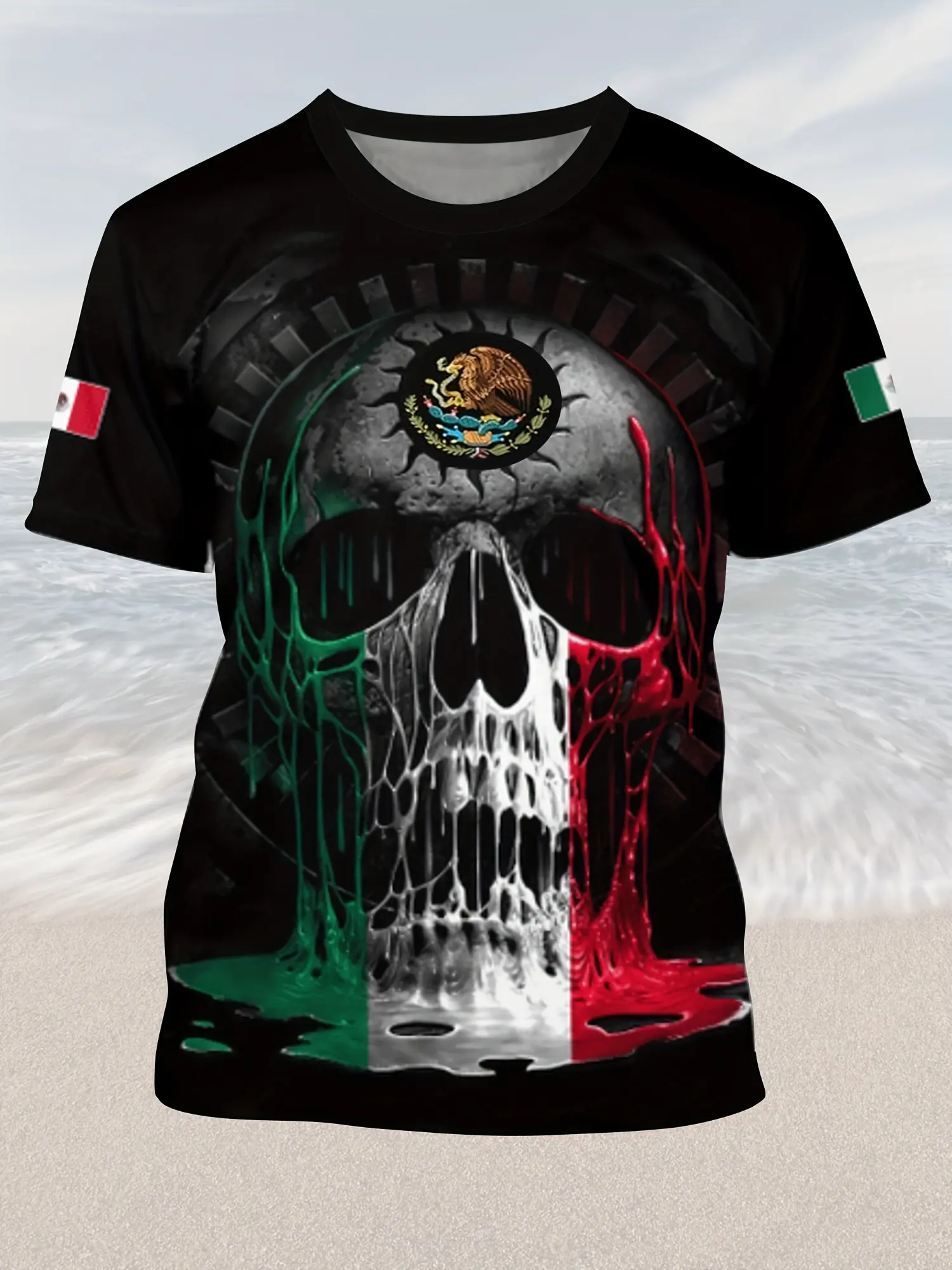 Eagle Print Men's T-Shirt - Comfy, Trendy & Durable All Season Casual Tee Fashion design Mexico flag oversized men's clothing
