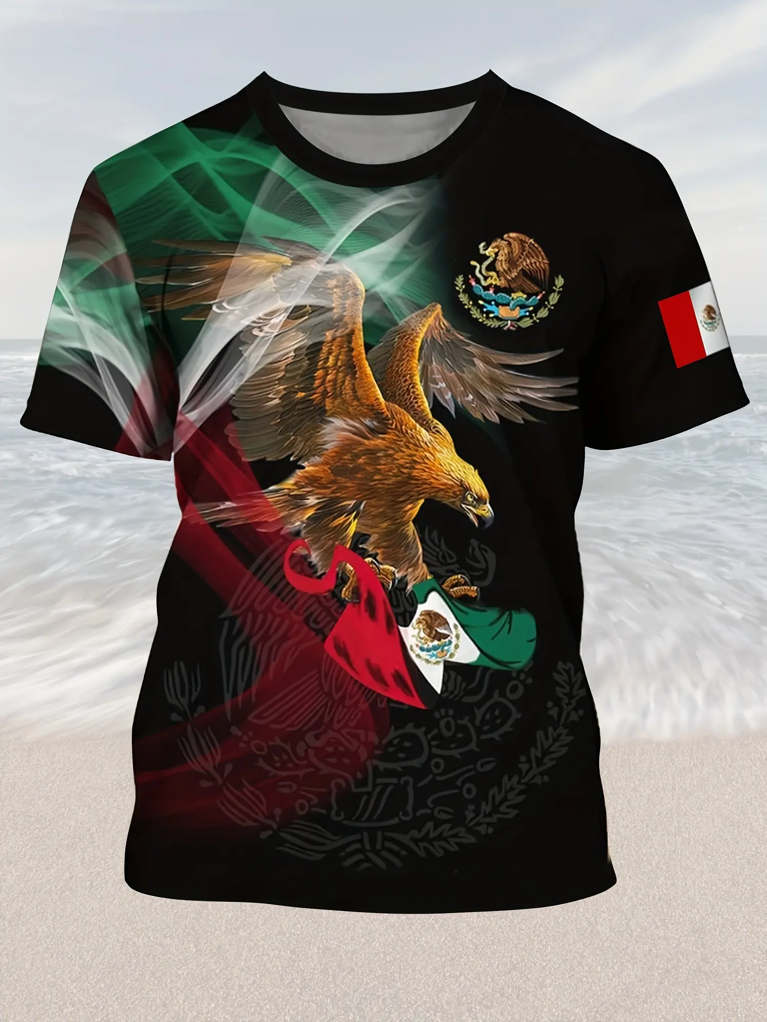 Eagle Print Men's T-Shirt - Comfy, Trendy & Durable All Season Casual Tee Fashion design Mexico flag oversized men's clothing