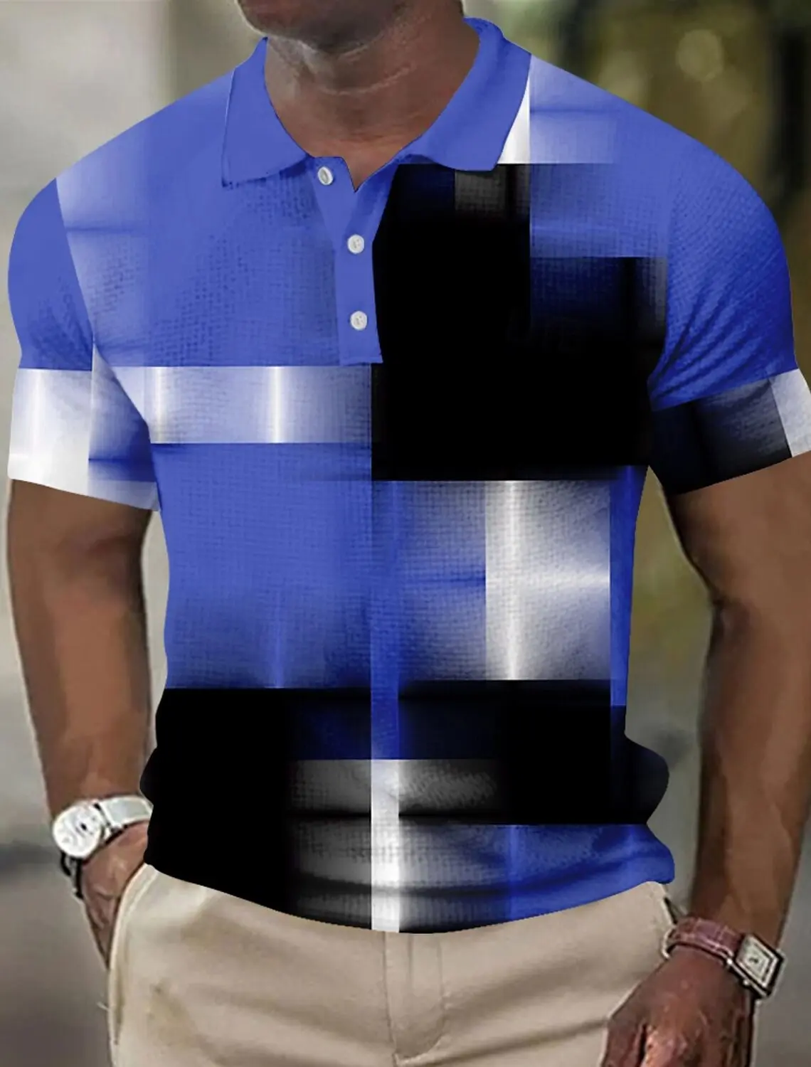 Men's Geometic Polo Shirts Short Sleeve Polo Shirts Collared Shirts Business Casual Business Athleisure Daily Wear Buttons