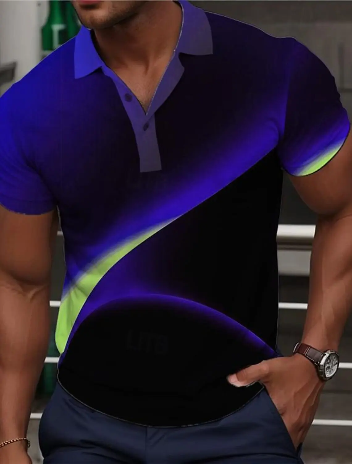2025 Men's Geometic Polo Shirts Golf Shirts Short Sleeved Polo Shirts Collared Shirt Sportswear Casual Vacation Wear Party Shirt