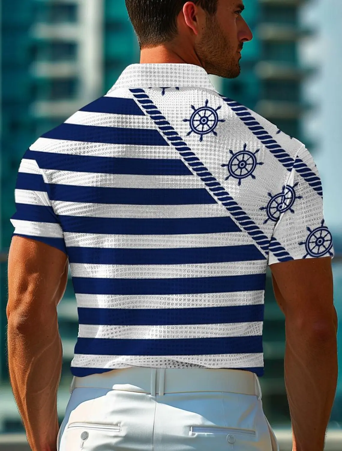 Anchor Men's Casual 3D Print Polo Shirt Outdoor Casual Daily Short Sleeve Turndown Polo Shirts Summer Spring S-5XL Lapel Polo