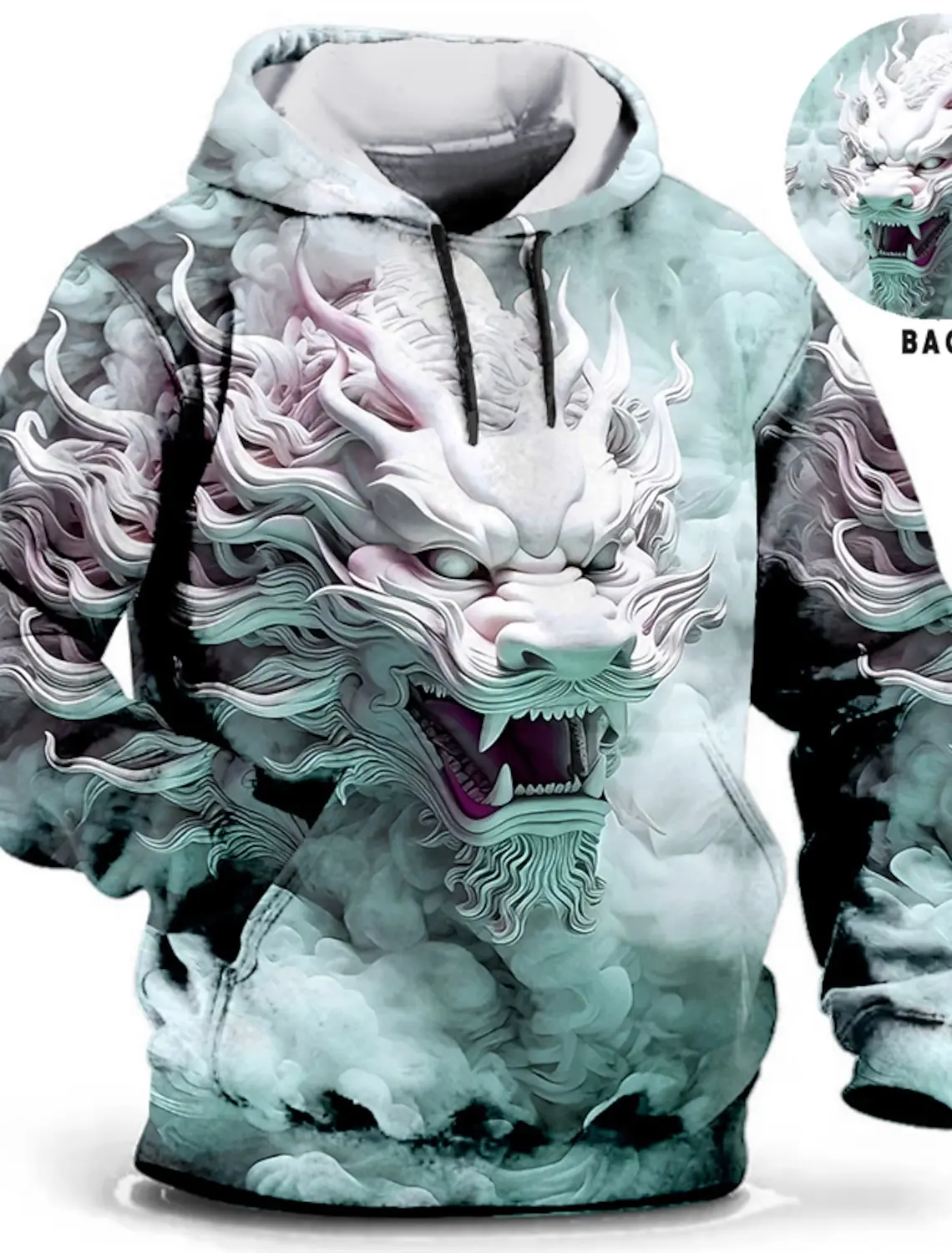 Chinese New Year Dragon Hoodie Mens Graphic Animal Prints Daily Classic Casual 3D Pullover Streetwear Hoodies Long Sleeve Hooded