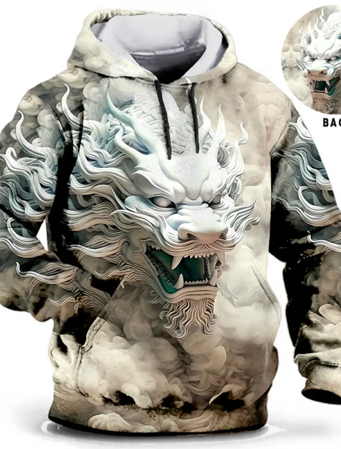 Chinese New Year Dragon Hoodie Mens Graphic Animal Prints Daily Classic Casual 3D Pullover Streetwear Hoodies Long Sleeve Hooded