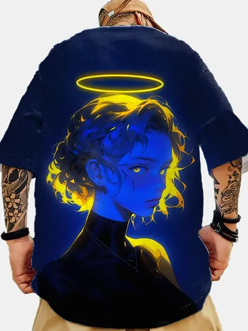 Couple Wear 3D Trendy Street Style Oversized Anime Print Style Hip-hop Cool Men's And Women's T-shirt Summer Casual Short Sleeve