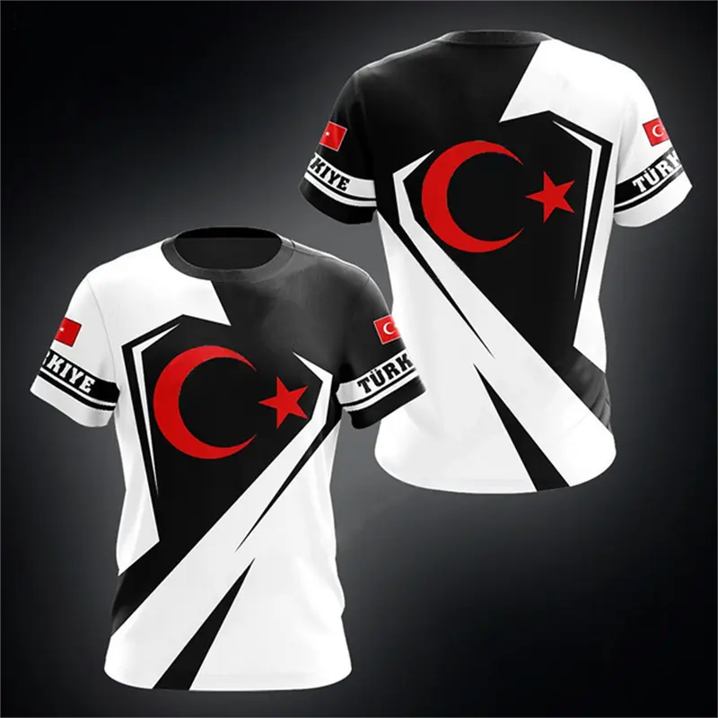 Turkish Flag Camouflage 3d Print Summer Men/Women Round Neck T-shirt Casual Short Sleeve Oversized Pullover Fashion Men Clothing