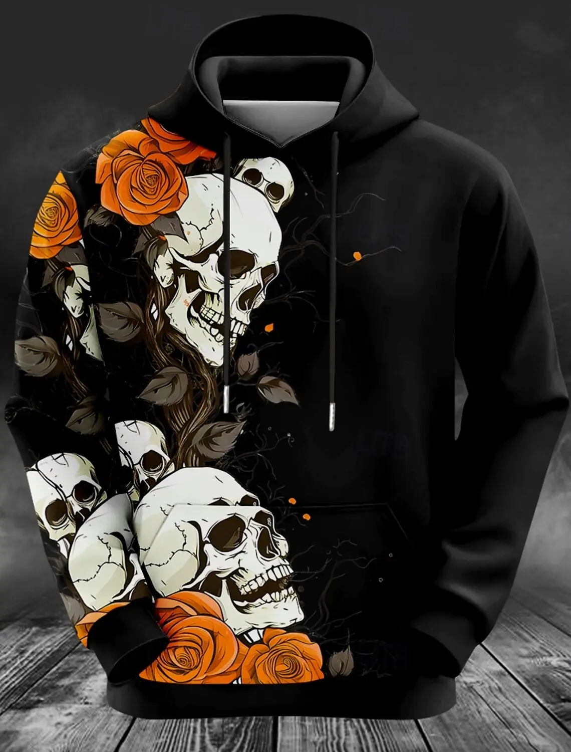 Halloween Day of the Dead Floral Pumpkin Men's Fashion 3D Print Hoodie Vacation Club Hoodies Hooded Pocket 3D Print Sweatshirt