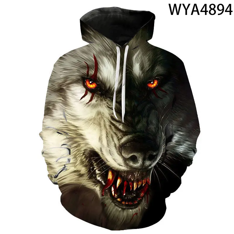 2022 Animal Pattern Howl Wolf 3D Printing Hoodie Men Hoodies Female Coat Winter Sweatshirts Oversized Top