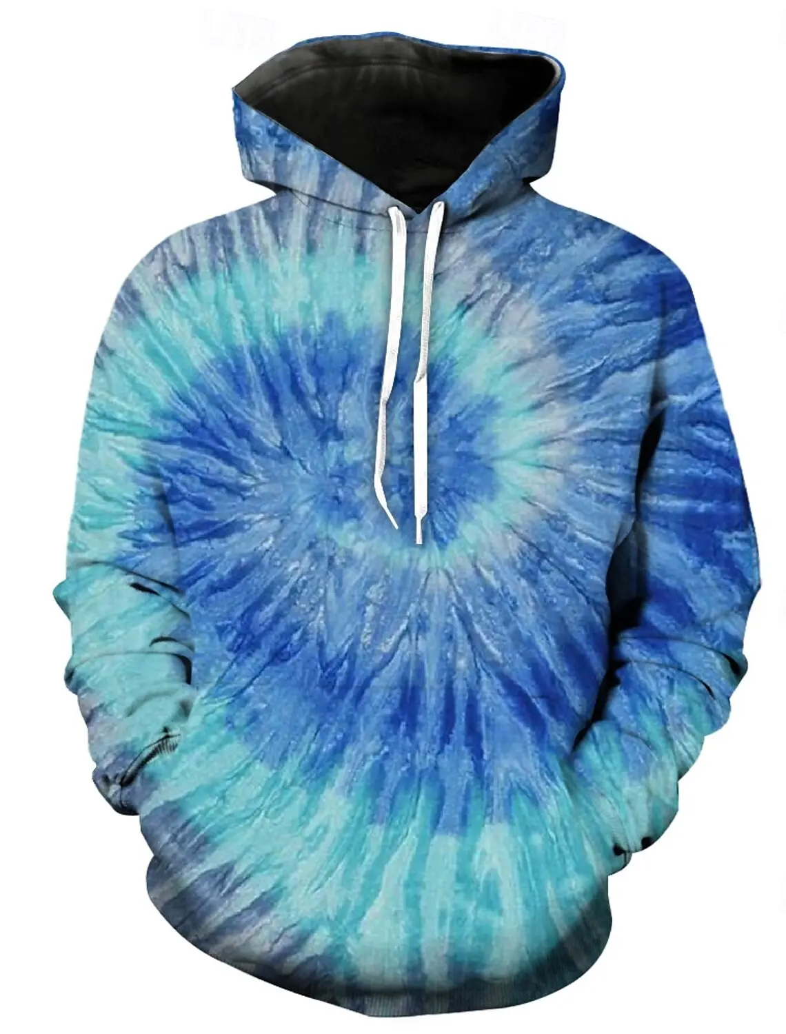 New Fashionable, Casual, Everyday Hoodie, Pullover, 3D Printing, Tie-Dye Print, Vintage, 1980s, 1970s, Men's Adult Makeup Party