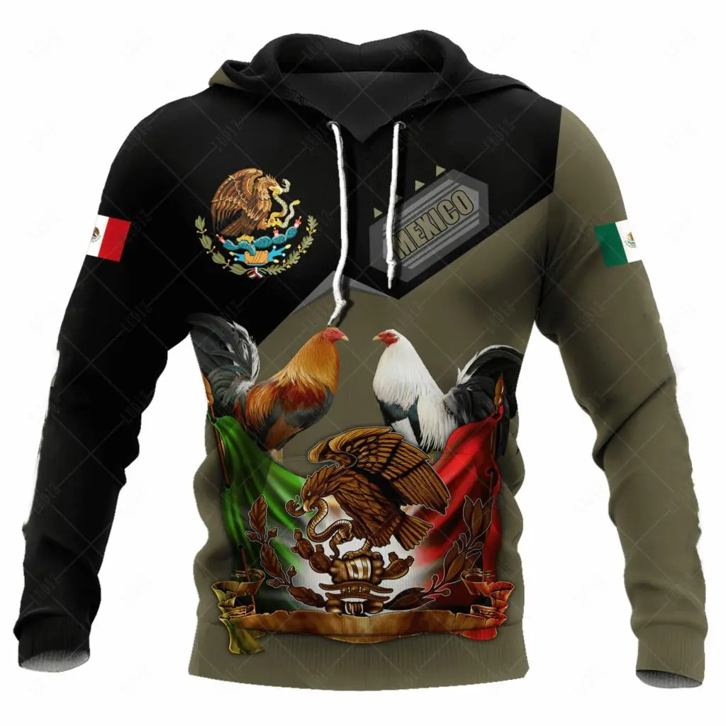 Men's Hoodie Mexican Hoodies 3D Print Mexican Rooster Graphics Tops Autumn Long Sleeve Streetwear Hooded Hoodie For Men Clothing