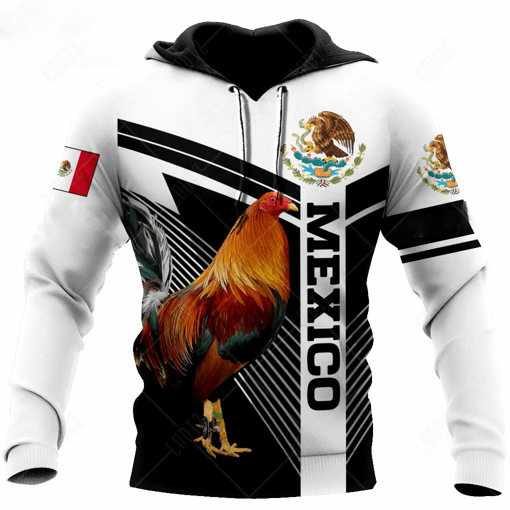 Men's Hoodie Mexican Hoodies 3D Print Mexican Rooster Graphics Tops Autumn Long Sleeve Streetwear Hooded Hoodie For Men Clothing
