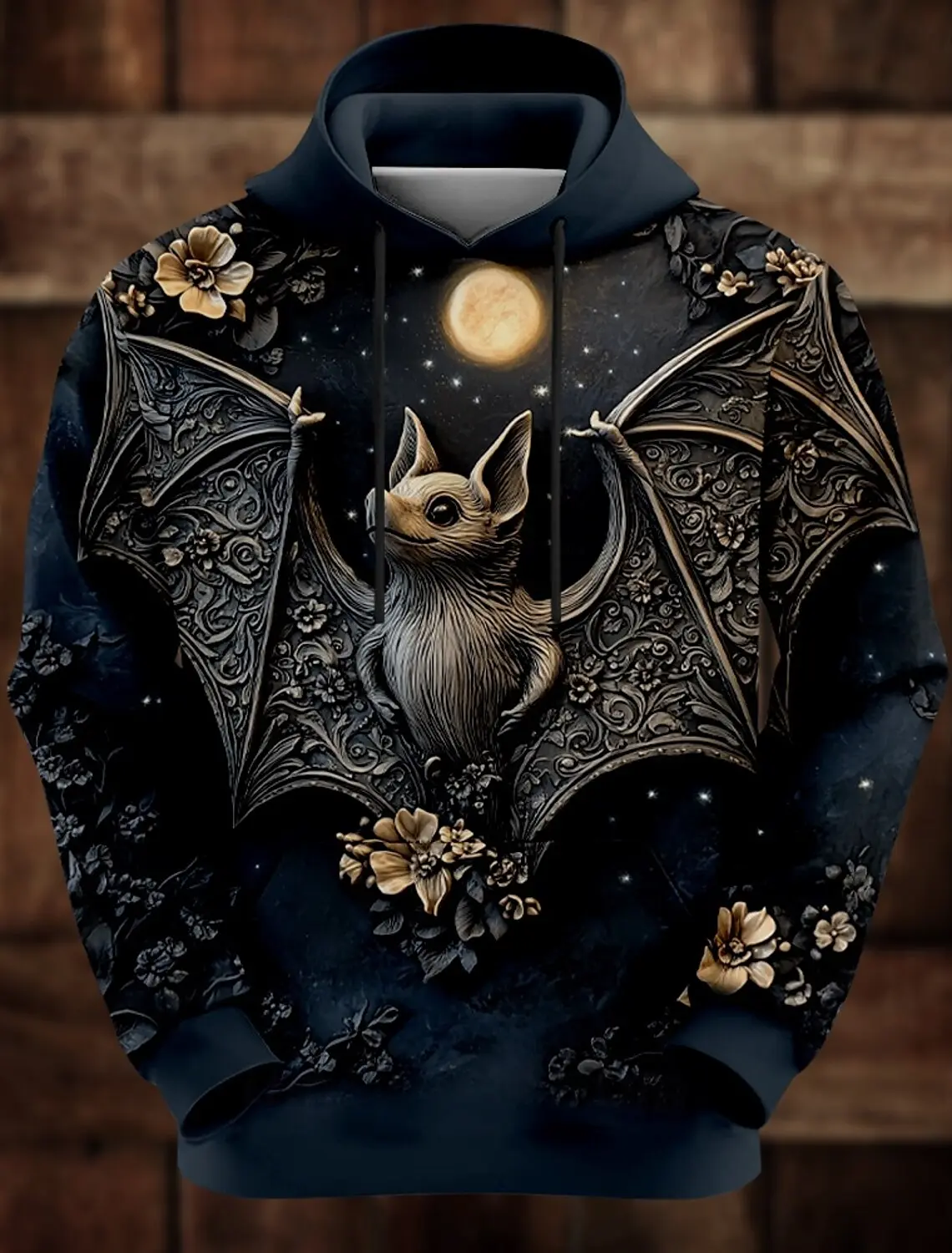 Funny Bat Men's Fashion 3D Print Hoodie Halloween Hoodies Black Hooded Pocket 3D Print Fall Winter Designer Hoodie Sweatshirt