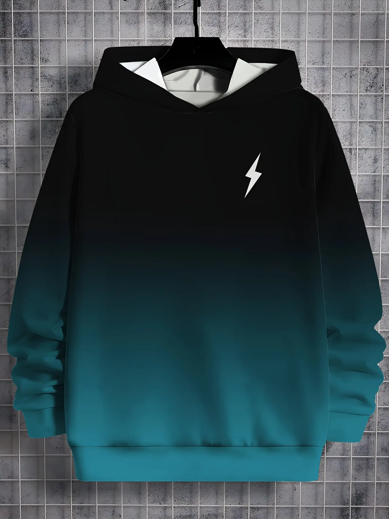Men's Casual Fashion Pullover Hoodie Monogram Gradient Style Ideal for Outdoor Activities and Daily Wear