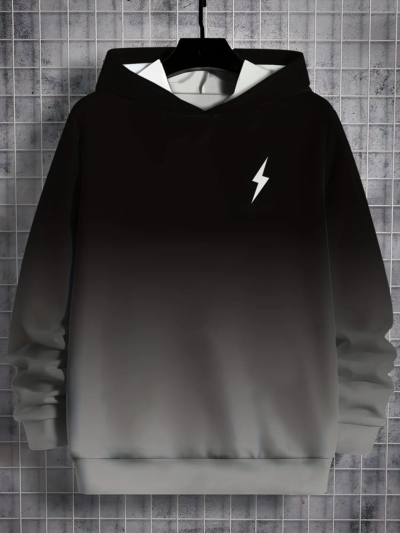 Men's Casual Fashion Pullover Hoodie Monogram Gradient Style Ideal for Outdoor Activities and Daily Wear
