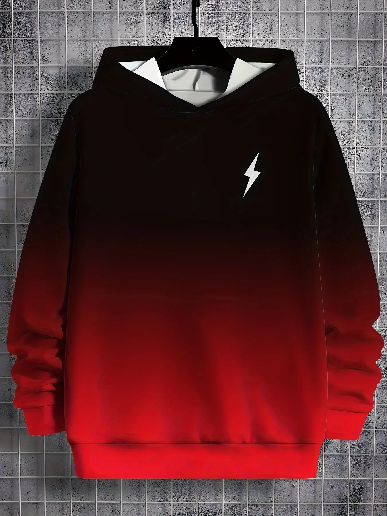 Men's Casual Fashion Pullover Hoodie Monogram Gradient Style Ideal for Outdoor Activities and Daily Wear
