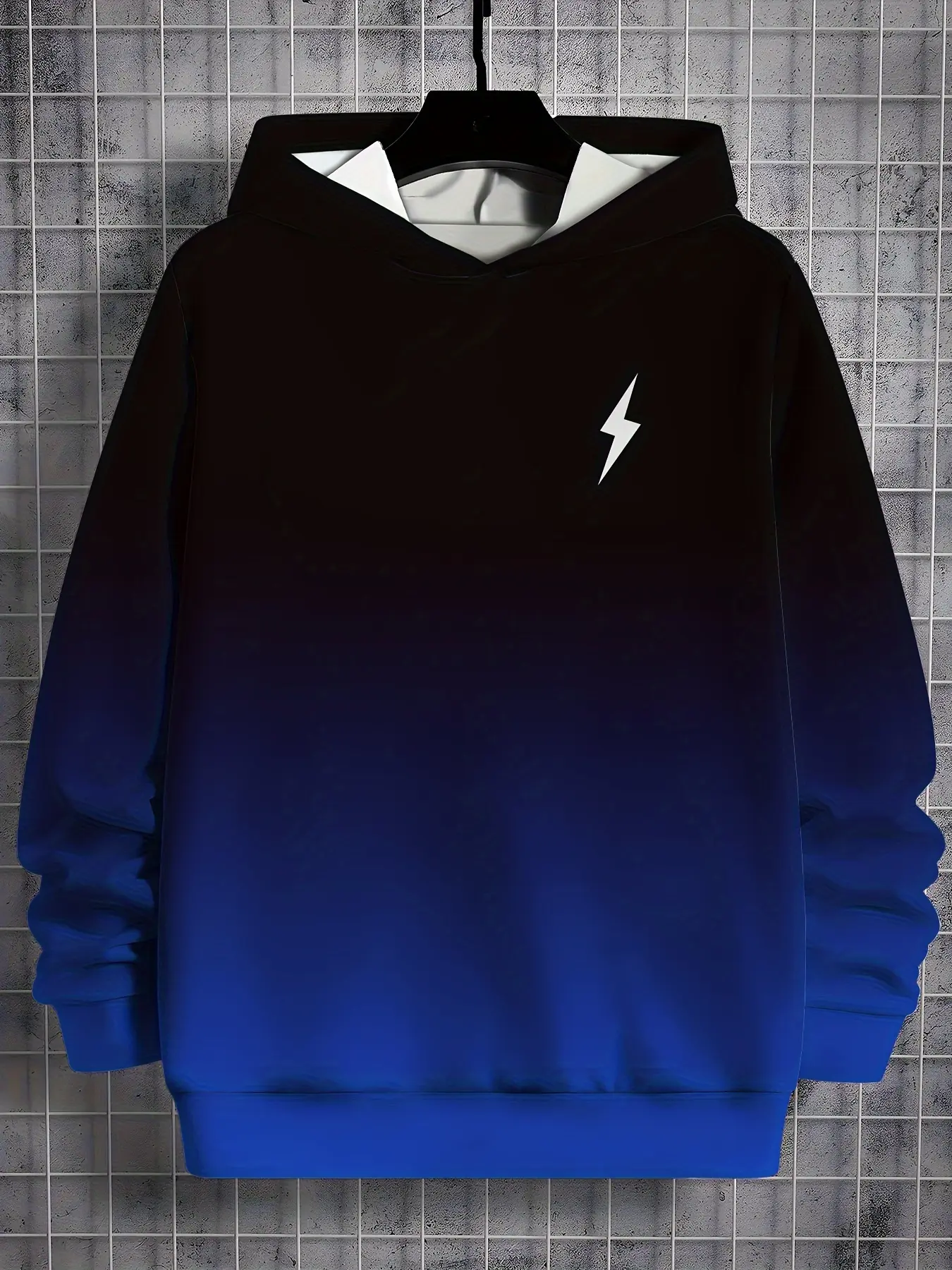 Men's Casual Fashion Pullover Hoodie Monogram Gradient Style Ideal for Outdoor Activities and Daily Wear
