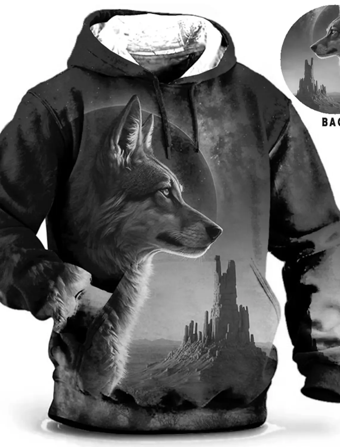 Wolf Men's Fashion 3D Print Hoodie Sports Outdoor Streetwear Hoodies Black Hooded Print Front Pocket esigner Hoodie Sweatshirt