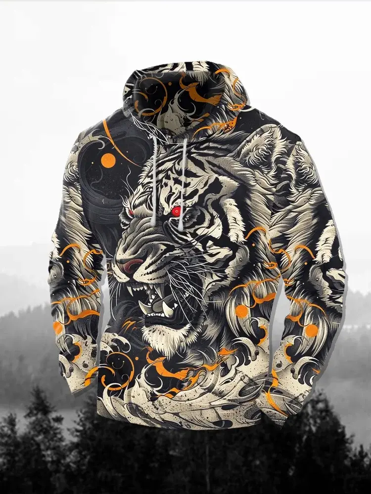 Beast of Prey Men's Fashion 3D Print Hoodie Sports Outdoor Hoodies Hooded Print Front Pocket Fall Designer Hoodies Sweatshirt