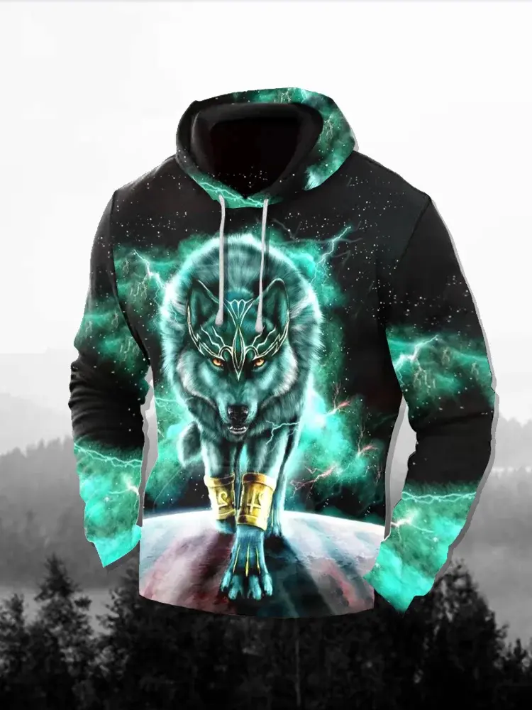 Beast of Prey Men's Fashion 3D Print Hoodie Sports Outdoor Hoodies Hooded Print Front Pocket Fall Designer Hoodies Sweatshirt