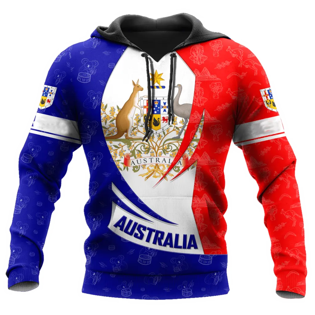Australia Men's Hoodies 3D Full Printing Kangaroo Autumn Long Sleeve Casual Australia Flag Streetwear Designer Hooded Hoodie