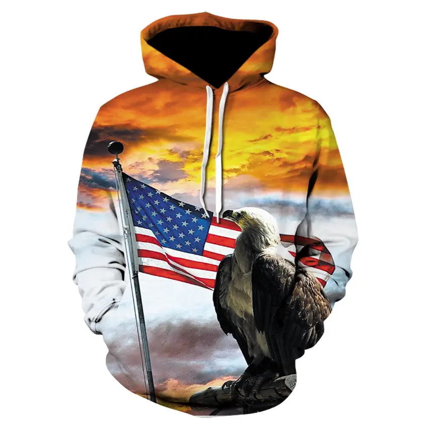 2021 Brand 3D Print Fun Design Usa Flag Hoodie Fashion Men's And Women's Sports Street Wear Skateboard Thin Sweatshirt Pullovers