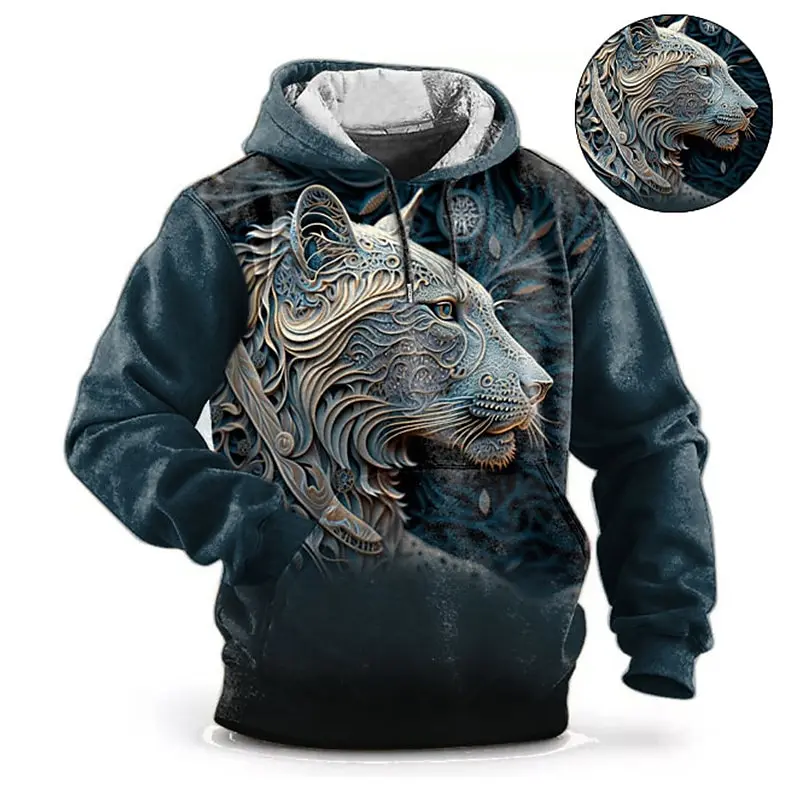 Animal Hoodie For Men Wolf Print High-Quality Men's Pullover Autumn Fashion Top Street hoodie Designer Long Sleeved Sportswear