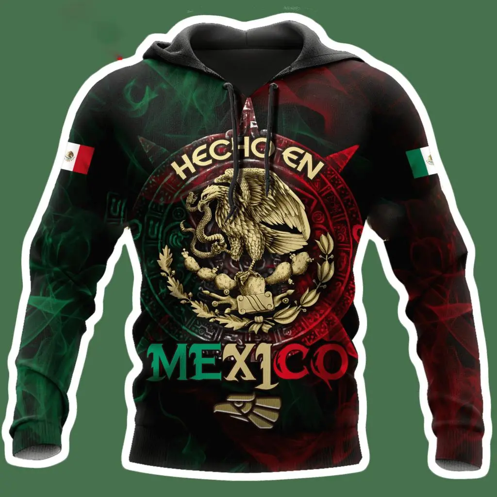 New Mexican Hoodies Men's Hoodie 3D Print Mexico Flag Tops Autumn Long Sleeve Streetwear Designer Hooded Hoodie For Men Clothing