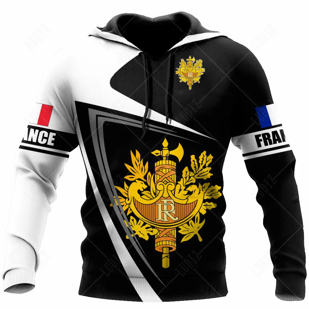 New France Hoodies Men's Hoodie 3D Print France Flag Tops Autumn Long Sleeve Streetwear Designer Hooded Hoodie For Men Clothing