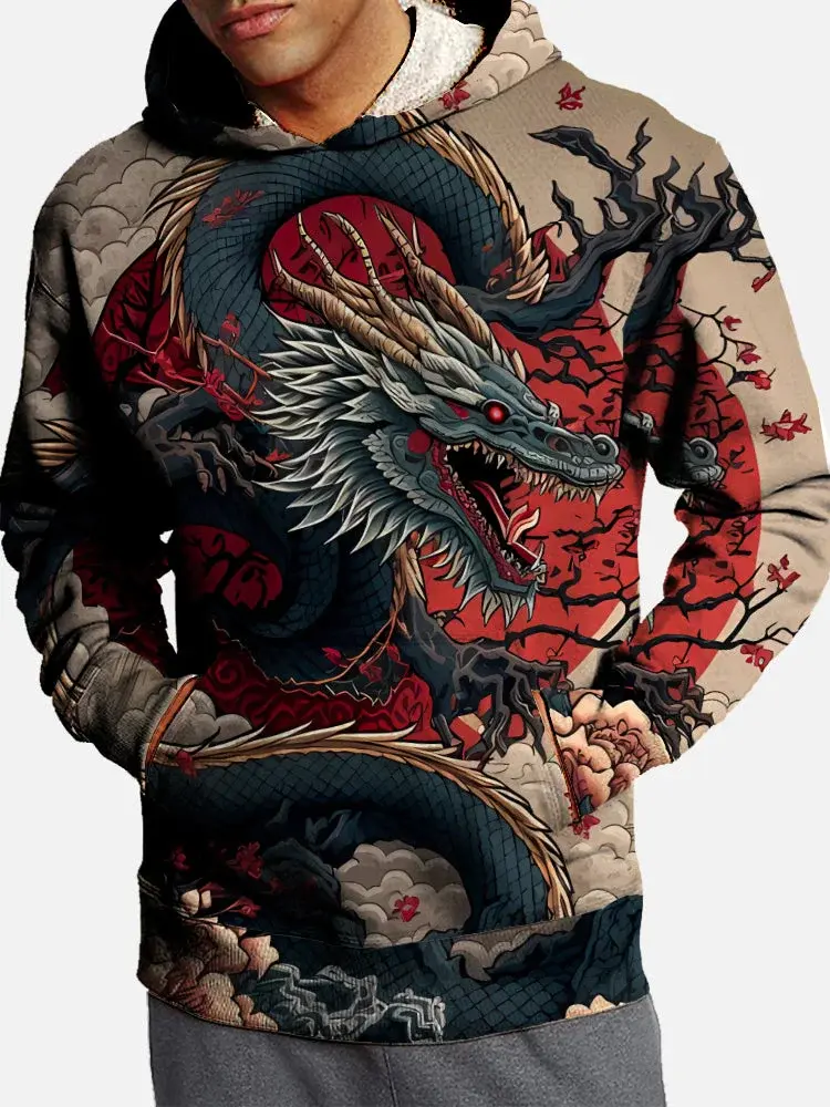 Japanese Ukiyo-e Men's Fashion 3D Print Hoodie Sports Outdoor Hoodies Hooded Print Front Pocket Fall Designer Hoodies Sweatshirt