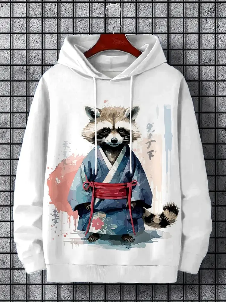 Autumn And winter Animal Art Men's Hoodie Japanese Style Harajuku Fashion Casual Sports Hoodie Pattern Autumn And Winter