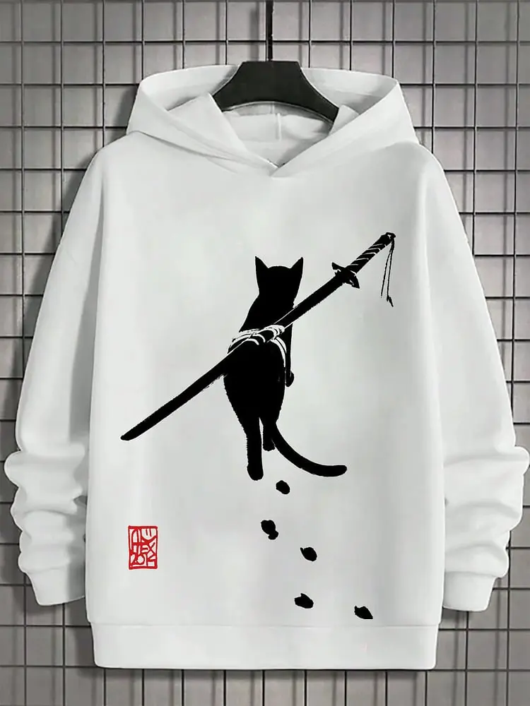 Autumn And winter Animal Art Men's Hoodie Japanese Style Harajuku Fashion Casual Sports Hoodie Pattern Autumn And Winter