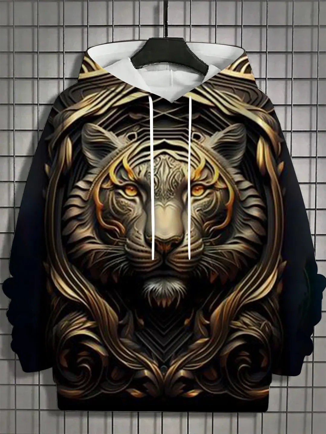 Bandana Print Men's Fashion 3D Print Hoodie Hoodies Blue Brown Crew Neck Fall Winter Designer Hoodie Sweatshirt