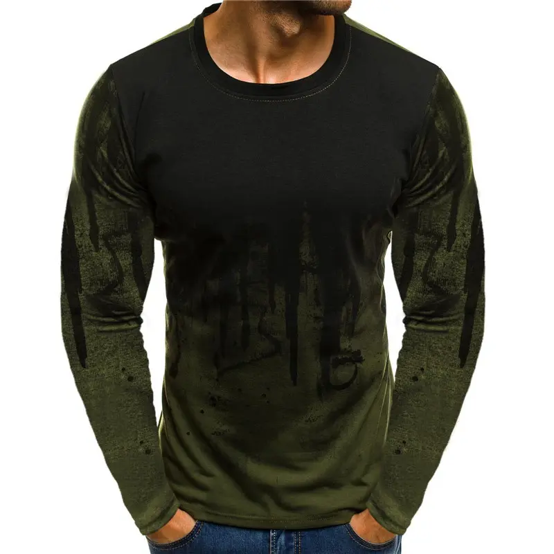 Summer Men's 3d Camo Long Sleeve Large Men's Casual Half Sleeve T-shirt Underlay