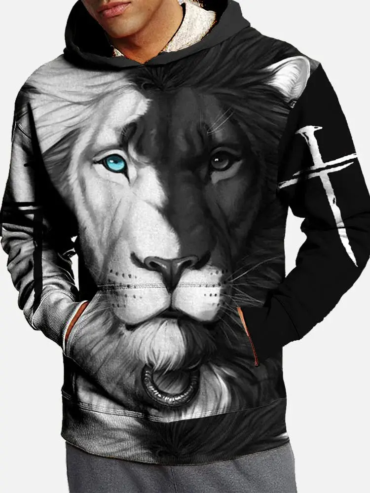 Beast of Prey Men's Fashion 3D Print Hoodie Sports Outdoor Hoodies  Hooded Print Front Pocket Fall Designer Hoodie Sweatshirt