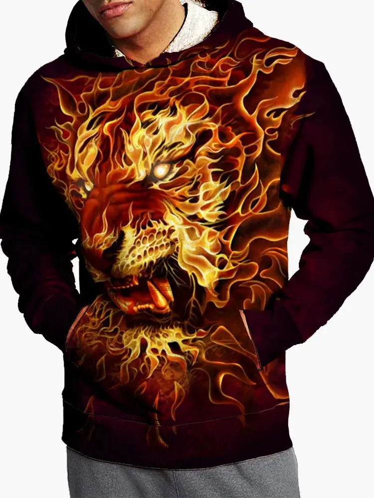 Beast of Prey Men's Fashion 3D Print Hoodie Sports Outdoor Hoodies  Hooded Print Front Pocket Fall Designer Hoodie Sweatshirt