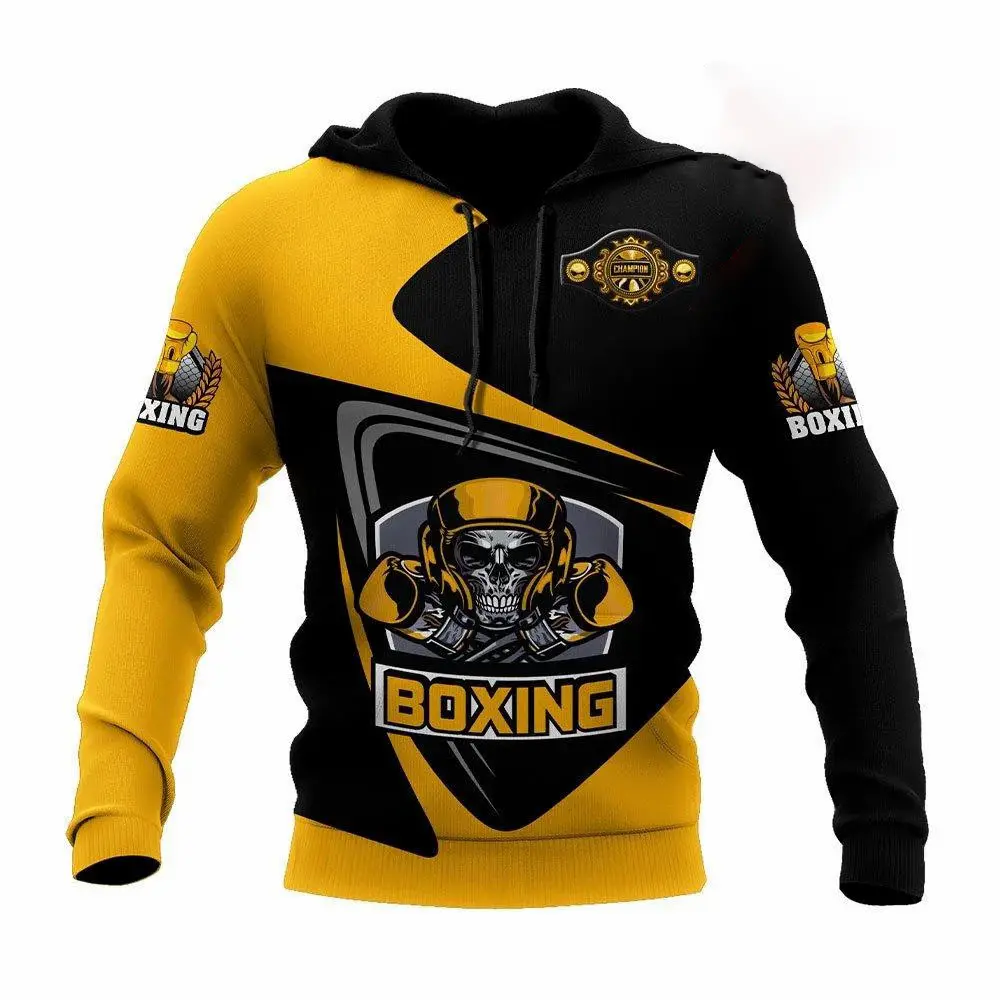 New Boxing Hoodies Men's Boxing Club Hoodie 3D Print Tops Autumn Long Sleeve Streetwear Hooded Hoodie For Men Sport Clothing