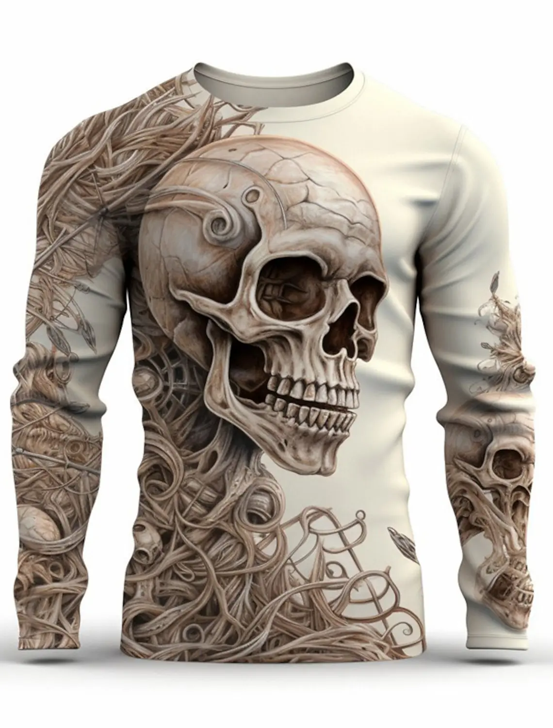 Men's Long Sleeve T-shirt for Men Clothing Casual with  Skeleton Skulls Graphic Tops Fashion  Harajuku 3D Full Printing Clothing